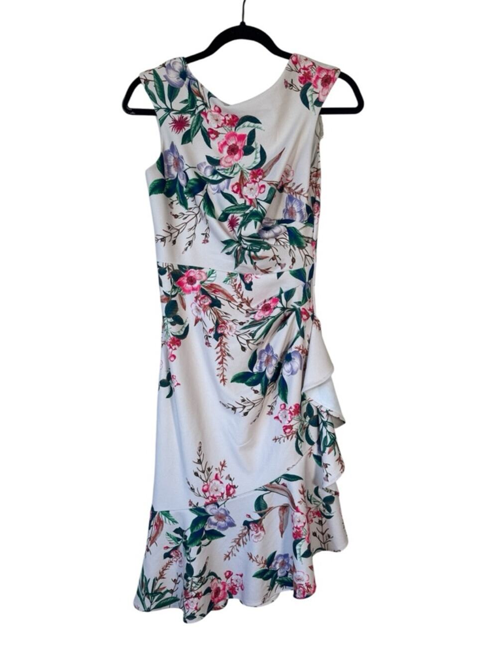 Eliza J White Floral Ruffled Mini Dress Womens 2 Coquette Summer Girly Spring